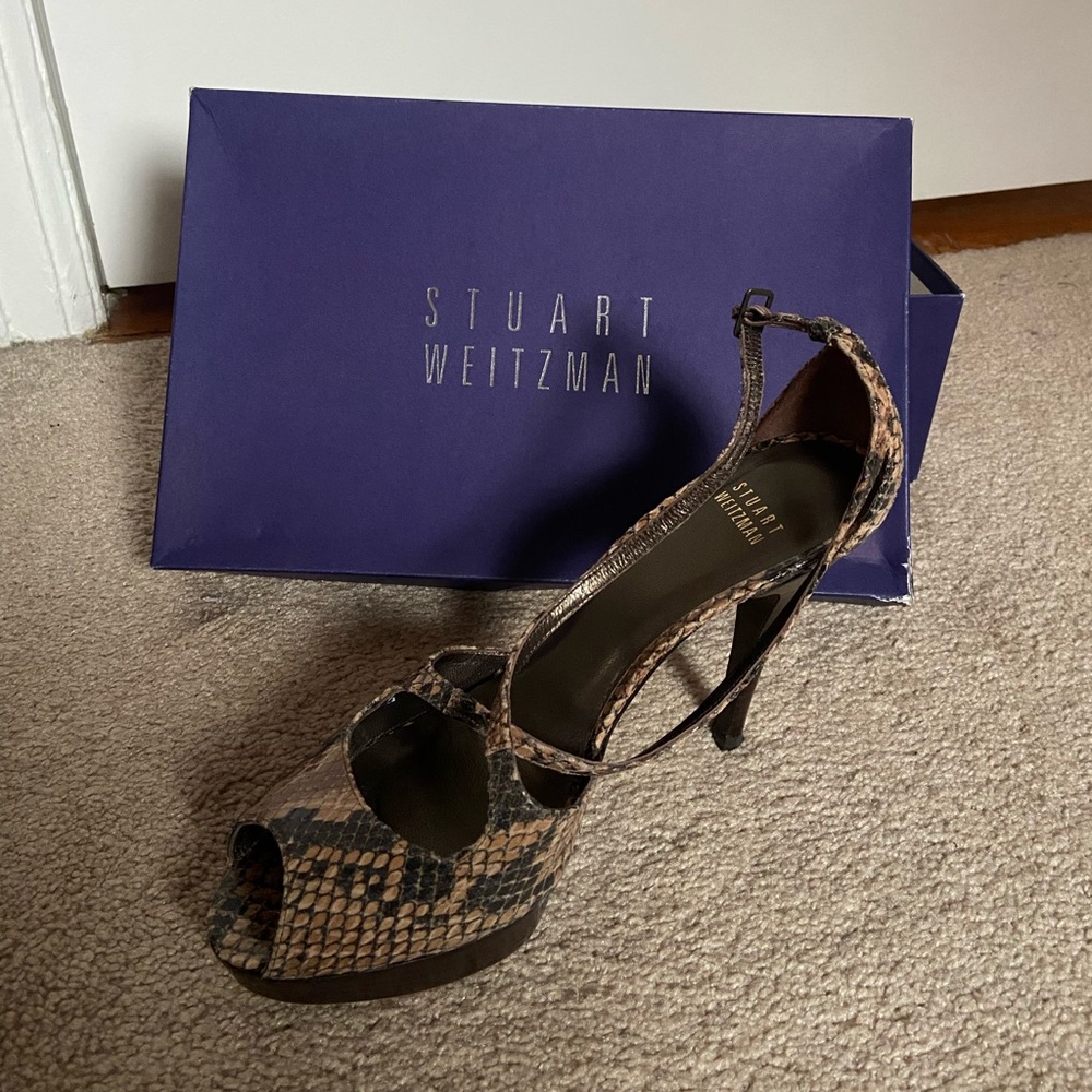 Stuart Weitzman Platform Heel Painted Snake